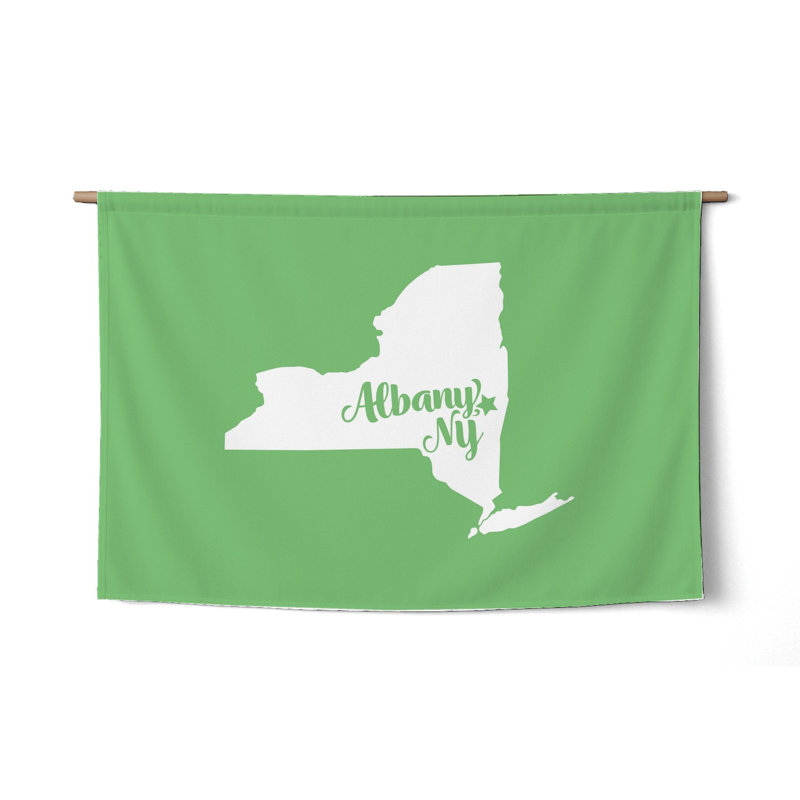 Douce maison Albany — Silhouette de l'État de New York — Tapisserie murale tissée de paysage, H 26 po x l 36 po