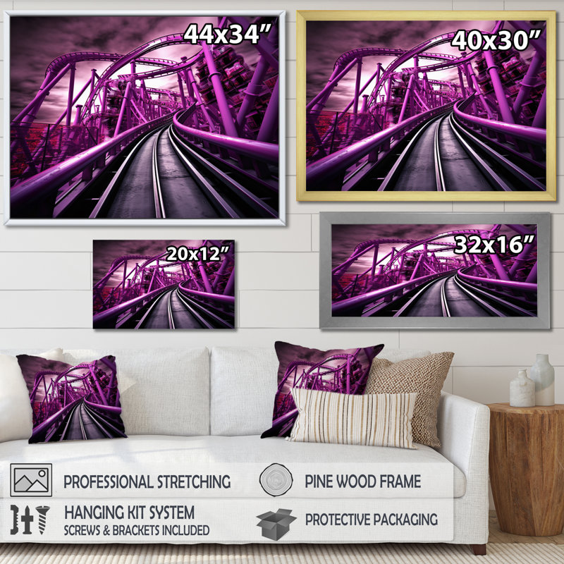 Rollercoaster Looping Dreams II - Architecture Wall Art Living Room, H 12 po x l 20 po, Toile tendue