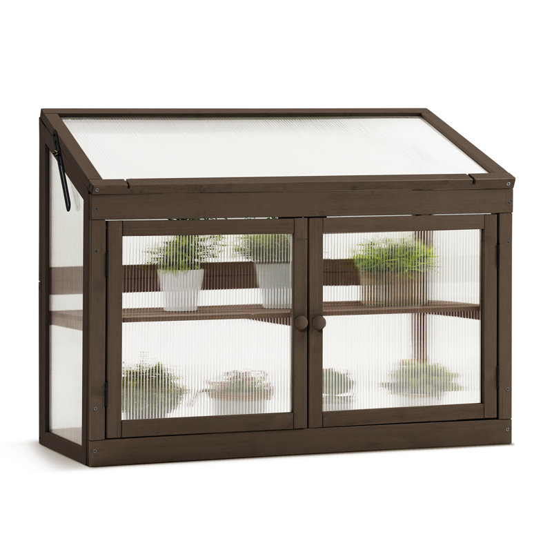 Serre de jardin à 2 niveaux en bois l 35,4 "x P 14,6", Brun