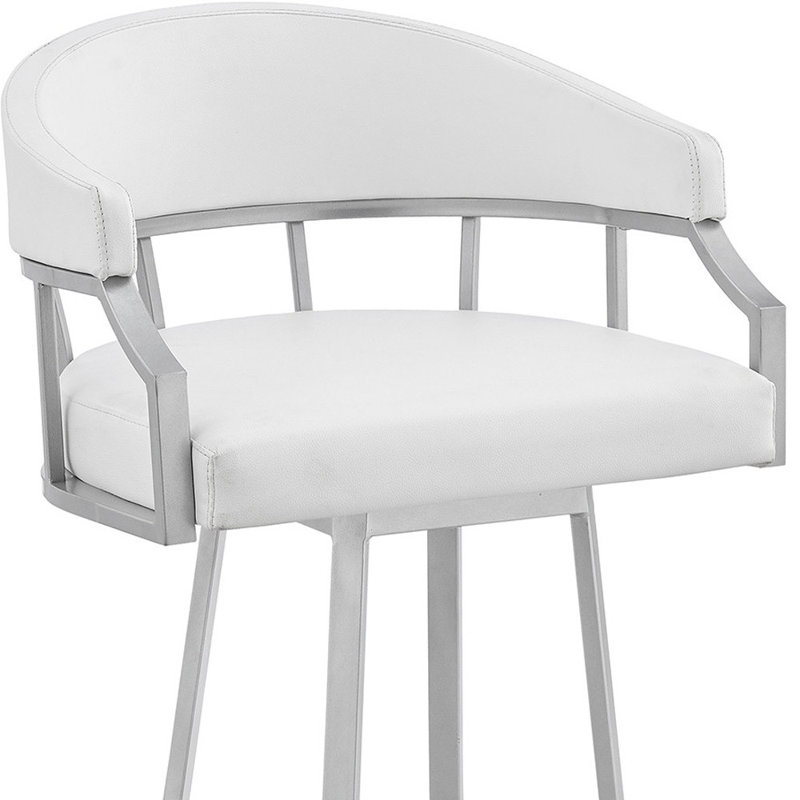Chaise de bar 40 po, Siège blanc / cadre gris