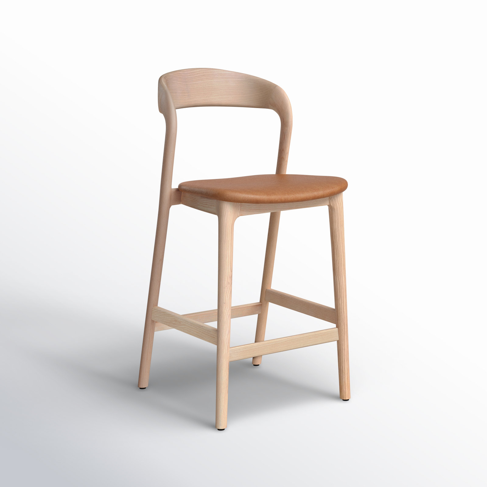 Kayla Leather Bar & Counter Stool, Counter Stool (26" Seat Height), Butterscotch Genuine Leather/Natural