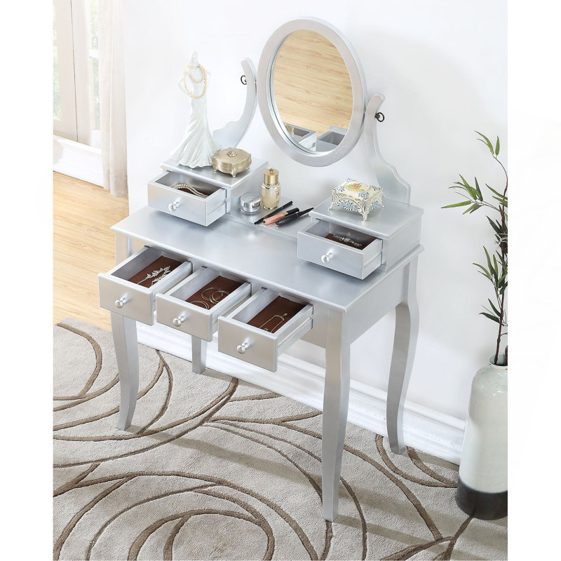 Ensemble de coiffeuse et tabouret de maquillage en bois, ensemble de coiffeuse et tabouret de maquillage en bois Ashley
