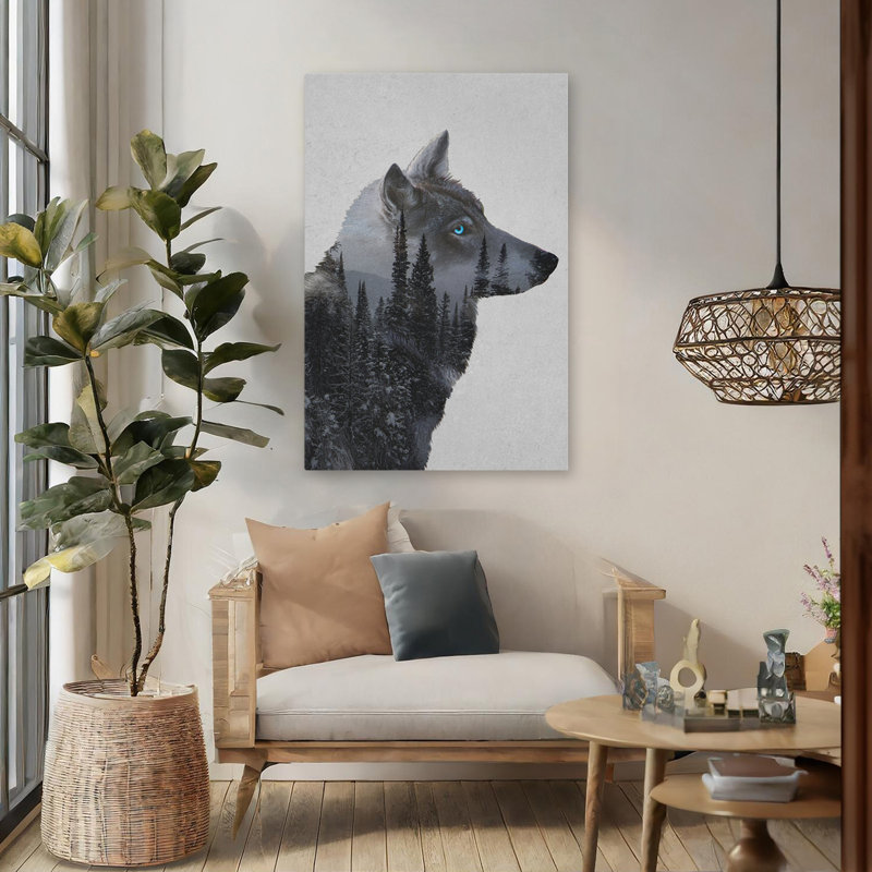 Loup d'hiver - animaux loups contemporains, H 48 po x l 32 po