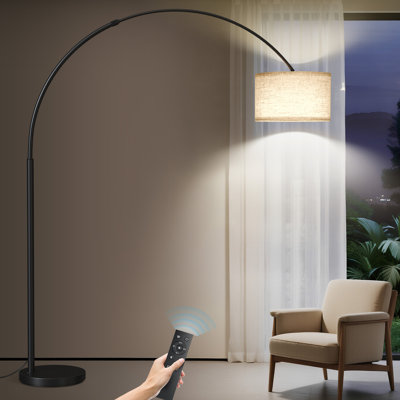 Grande lampe sur pied à rallonge arquée / arquée de 82 po H avec télécommande et interrupteur au pied