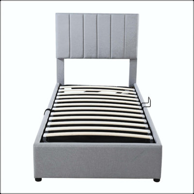 Twin Upholstered Platform Bed with Hydraulic Storage System