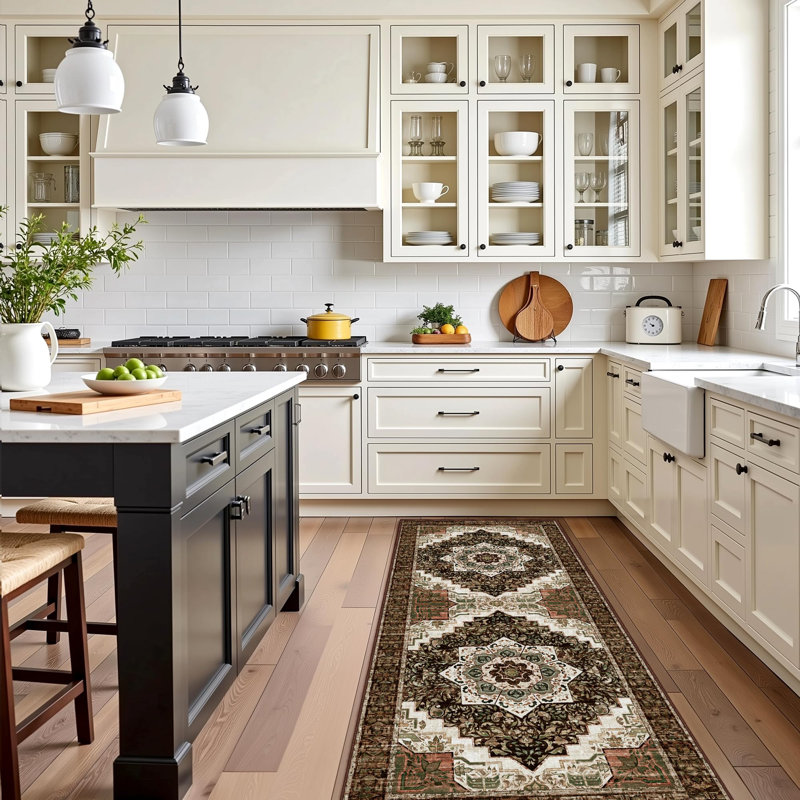 Ensemble de tapis de cuisine 100% antidérapants de 3 tapis de cuisine Boho lavables