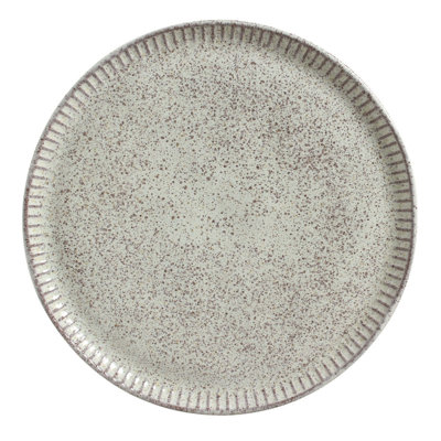 Assiette plate Linhas Pistache en grès céramique de 10,8 po - Va au micro-ondes, au four et au lave-vaisselle, par Porto Brasil
