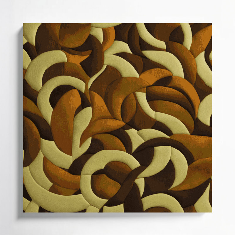"Abstract Shapes" 92, art mural sur toile brune, H 8 po x l 8 po