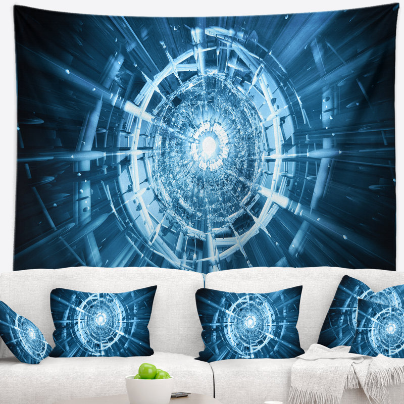 Tapisserie spirale bleu foncé 3d, H 32 po x l 39 po