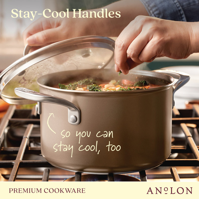 Anolon Ascend Hard Anodized Nonstick Saucepot with Lid, Induction Compatible 4 Quart