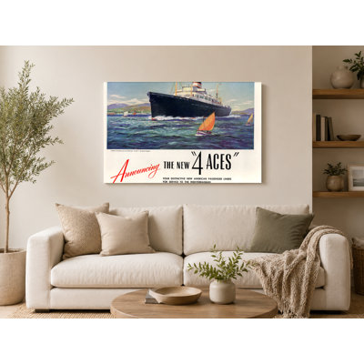 American American Lines 4 Aces 1950s - Art rétro sur toile, affiche de voyage