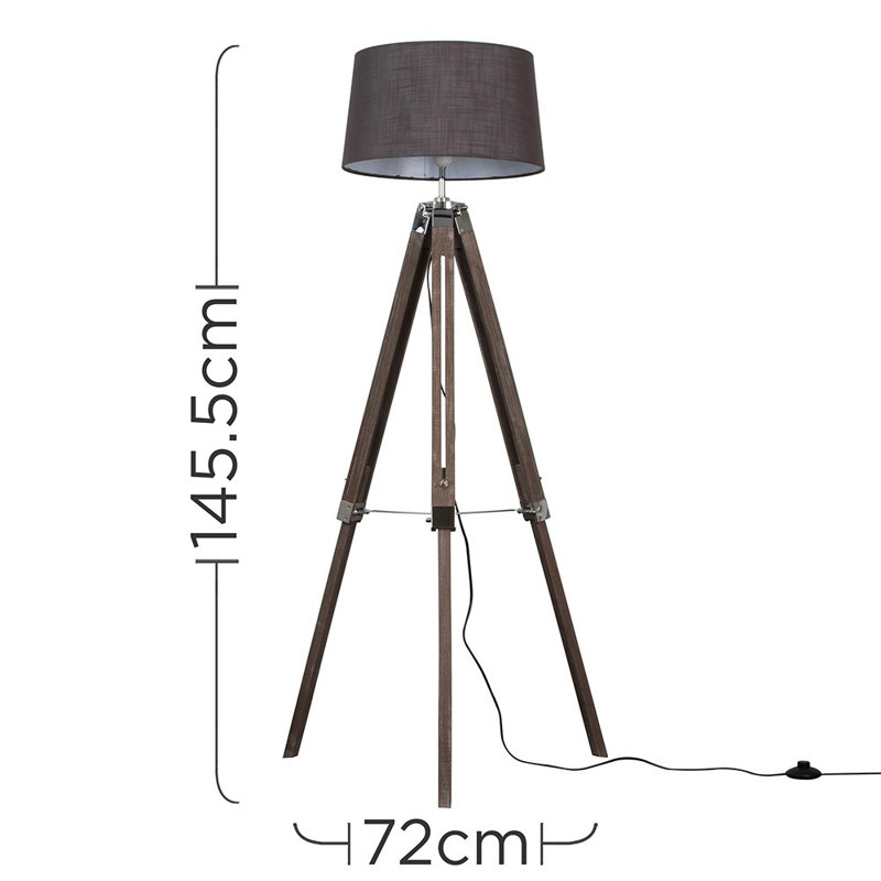 Bella Vista 145.5cm Tripod Floor Lamp, Grey, LED bulb