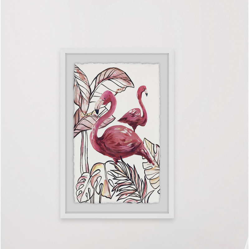 Tropical Flamingos II 1 Piece Single Picture Frame Wall Art, 91 cm H x 61 cm W