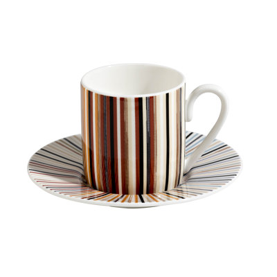 Missoni Coffee Cup & Saucer STRIPES Set Of 2 In Luxury Box Jenkins 156 Diam. 2.3", H 2.5", Cap. 4 Oz, Saucer Diam. 4.75"