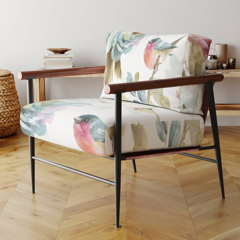 Fauteuil d'appoint rembourré Luft Beautiful Bird Romance I, Doré