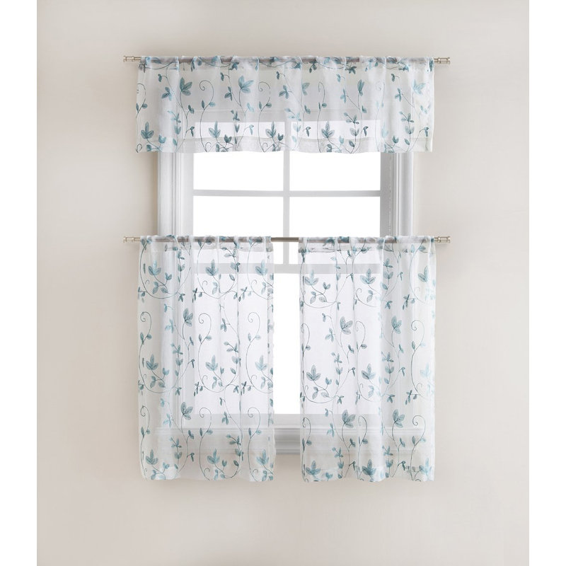 Bridgehampton Floral Tailored Window Valance, Aqua