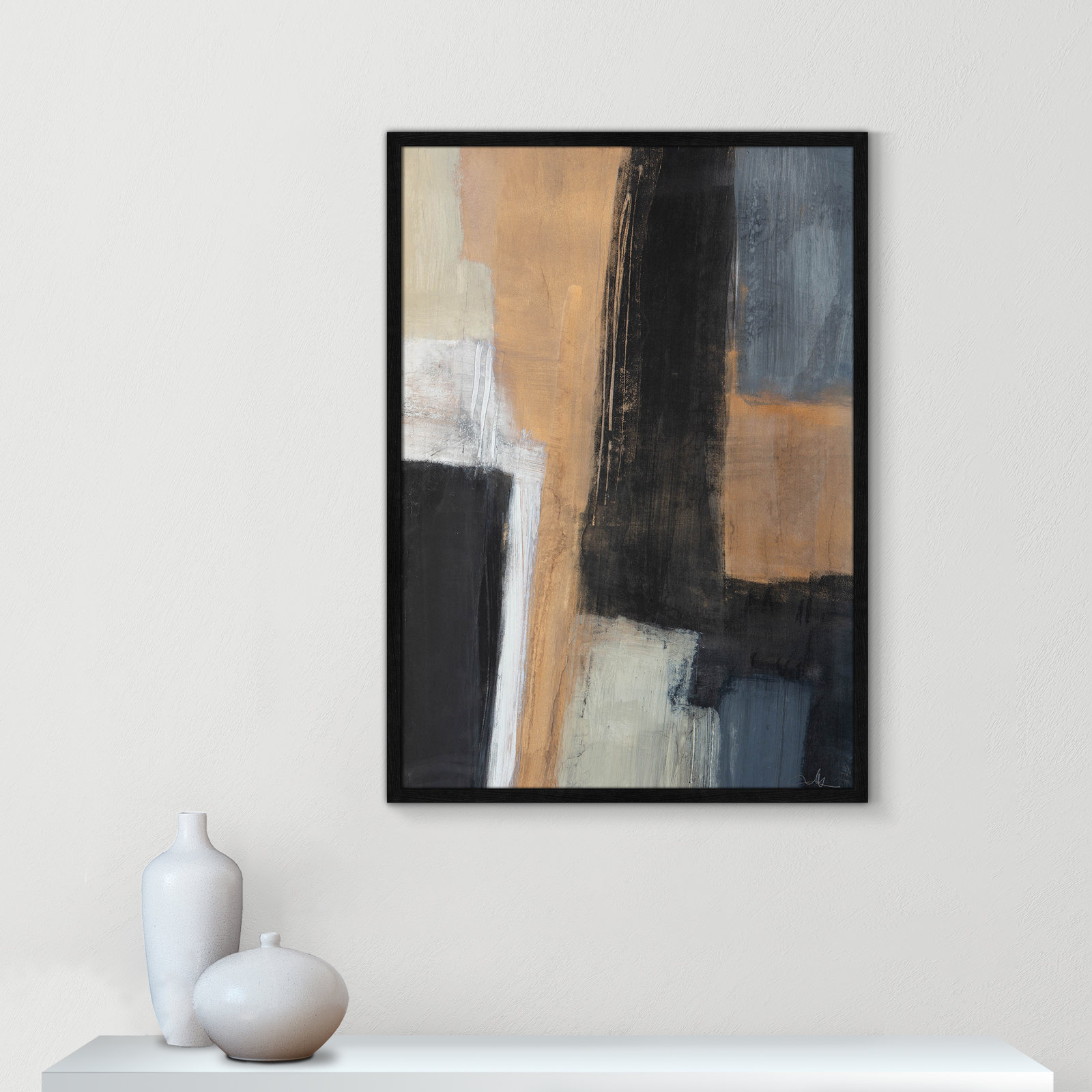 Metallic Slate I by Casa Fine Arts, 35.5" H x 25.5" W x 1.25" D, Black Slim Unmatted Picture Framed