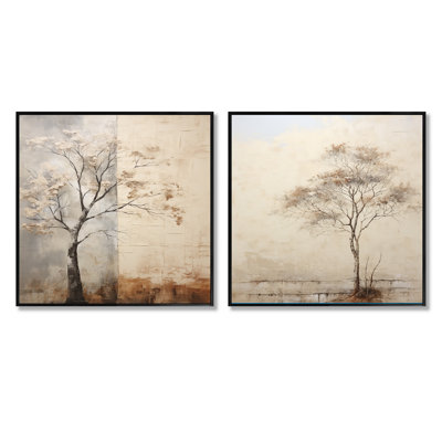 African Beige Tree III - Tree African Square Collage Set Of 2