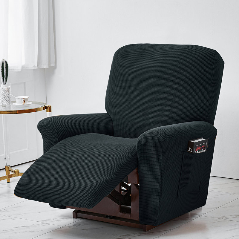 Housse pour fauteuil inclinable à coussins carrés/rectangulaires, Mélange de polyester noir