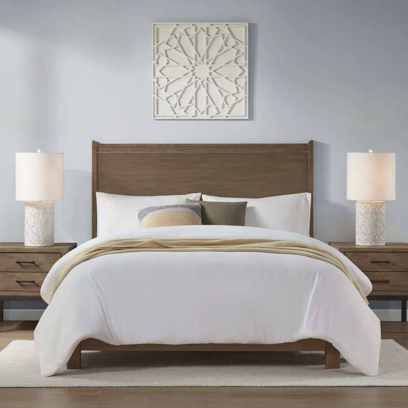 Ivory Floral Embossed Resin Cylinder Table Lamp with 3-Way Switch