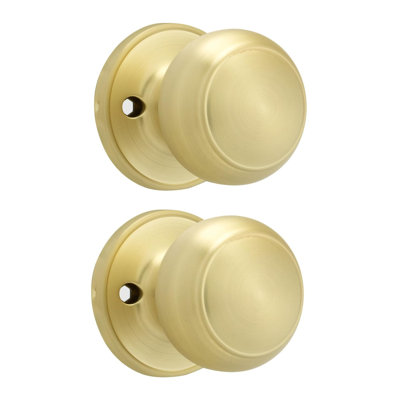 Faux boutons de porte non tournants en laiton brossé pour portes de placard inactifs, ensemble de 1 (2 pièces)