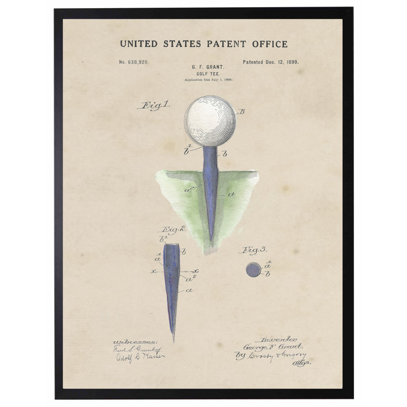 Golf Tee Patent in Black Frame