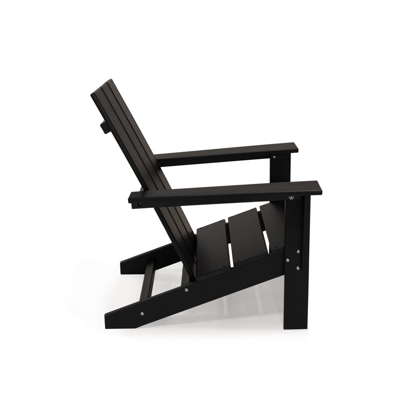 Arcadia Black HDPE 3-Piece Outdoor Adirondack Chair and Table Set