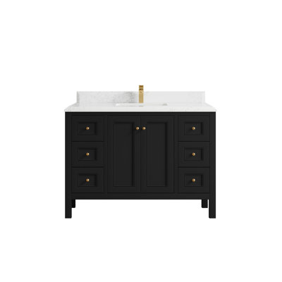 Nashville 48 In. W X 22 In. D Single Sink Bathroom Vanity In Black With Cove Edge 
