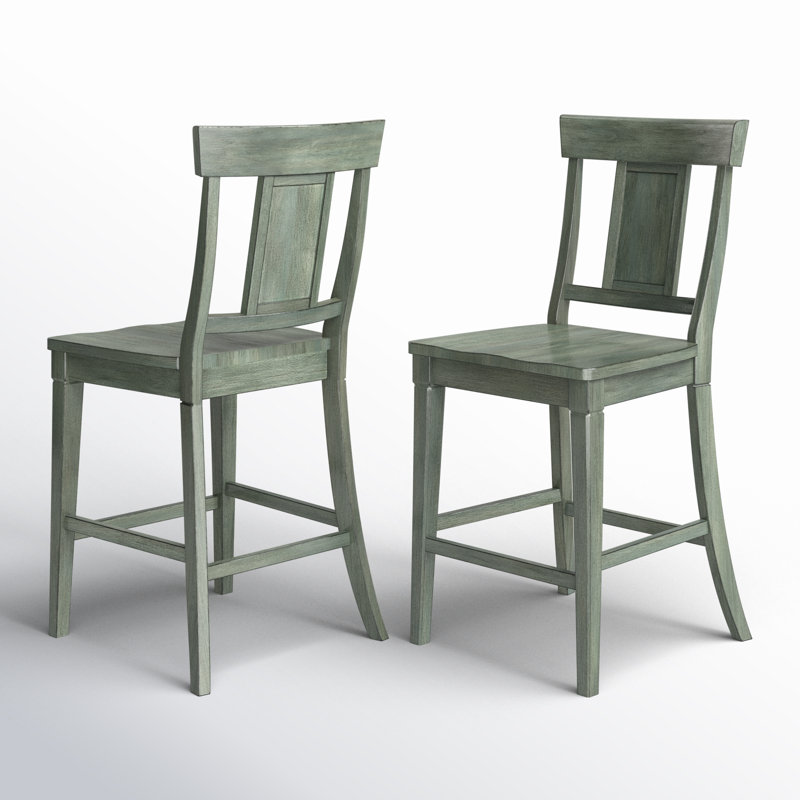Fortville Solid Wood Counter/Bar Stool, Antique Sage, Counter Stool (24.21" Seat Height)