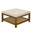 Table basse avec revêtement en lin et structure en hêtre massif, rangement, pour salon ou extérieur, structure robuste avec rangement intégré.