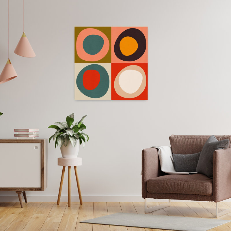 Art contemporain abstrait géométrique coloré, H 24 po x l 24 po