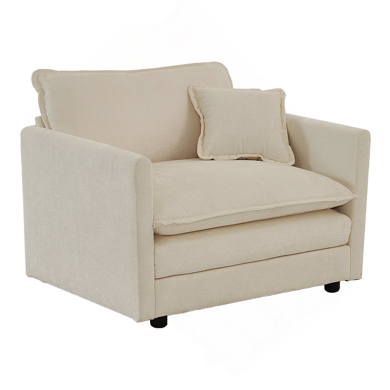 Fauteuil de lecture profond en tissu chenille, Beige