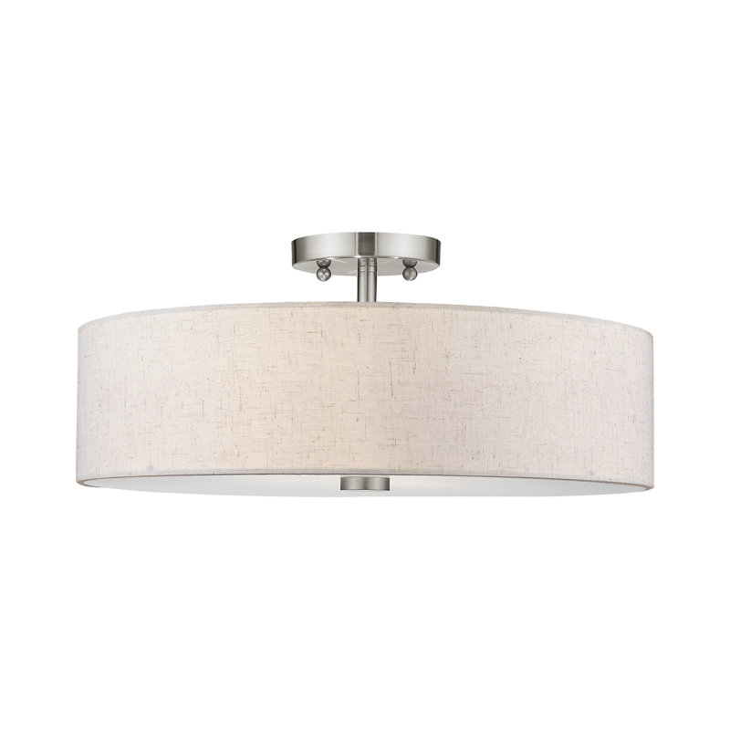 Flaire Linen Blend Semi Flush Mount, Brushed Nickel