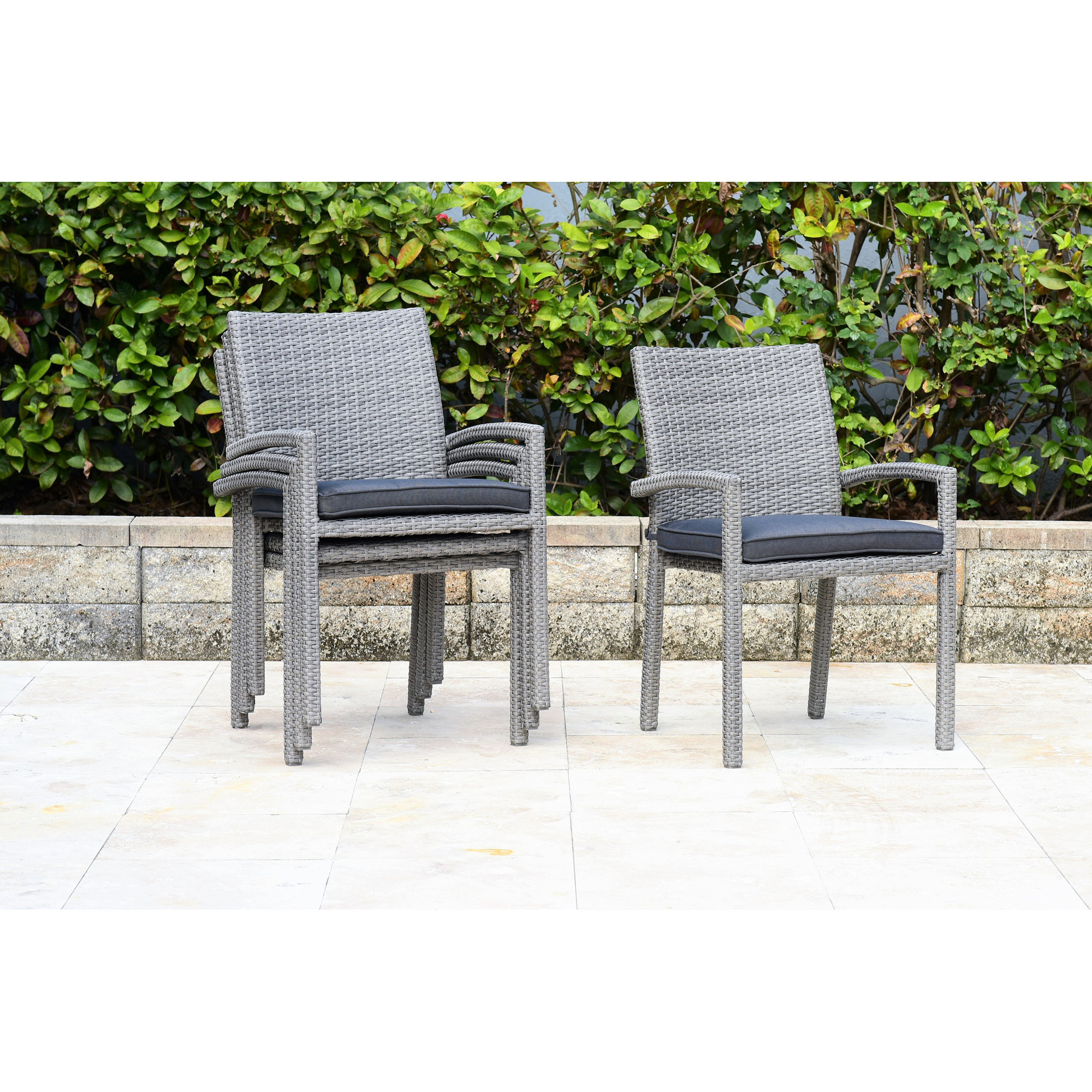 Alyisa Stacking Patio Dining Armchair with Cushion