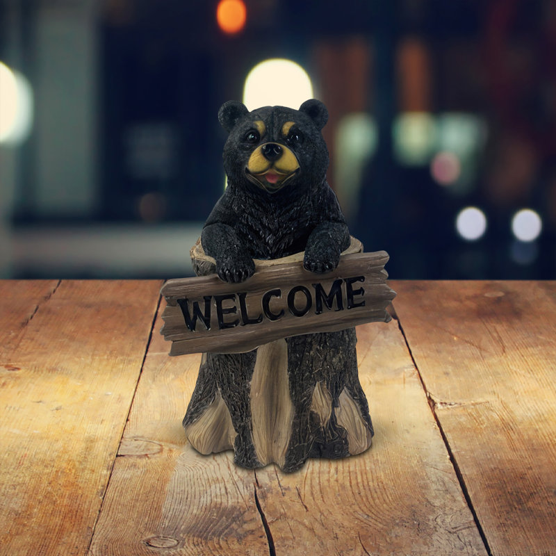 7"H Bear with WELCOME Sign Figurine