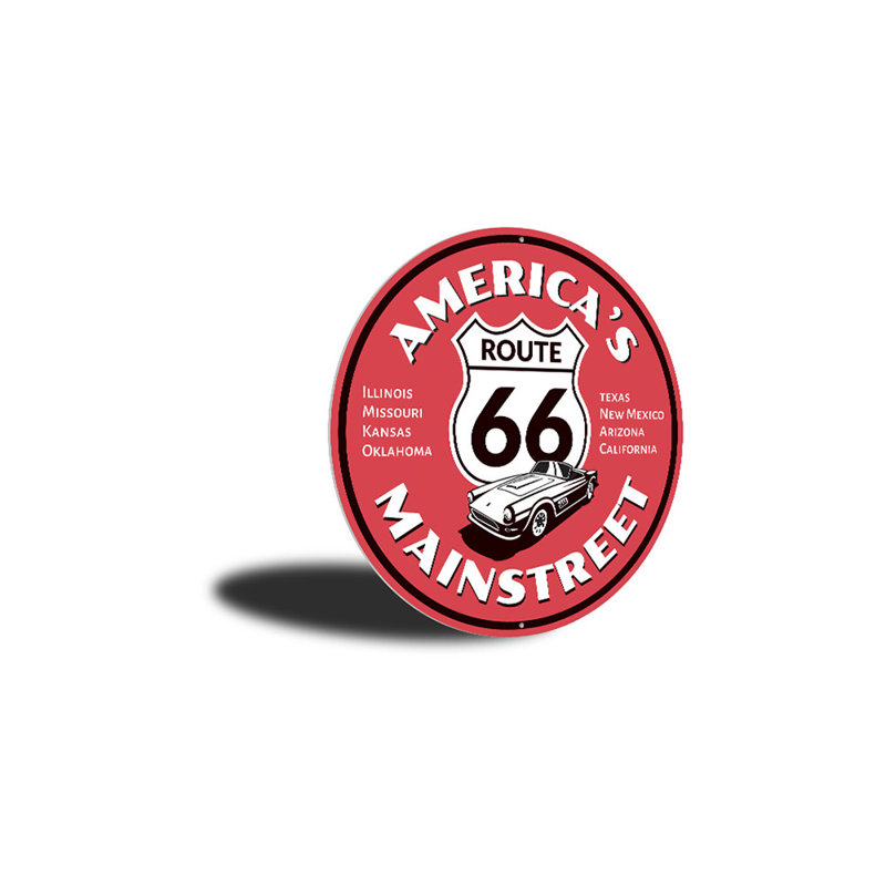 Plaque en aluminium America's Mainstreet Route 66, H 12 po x l 12 po x P 0,04 po