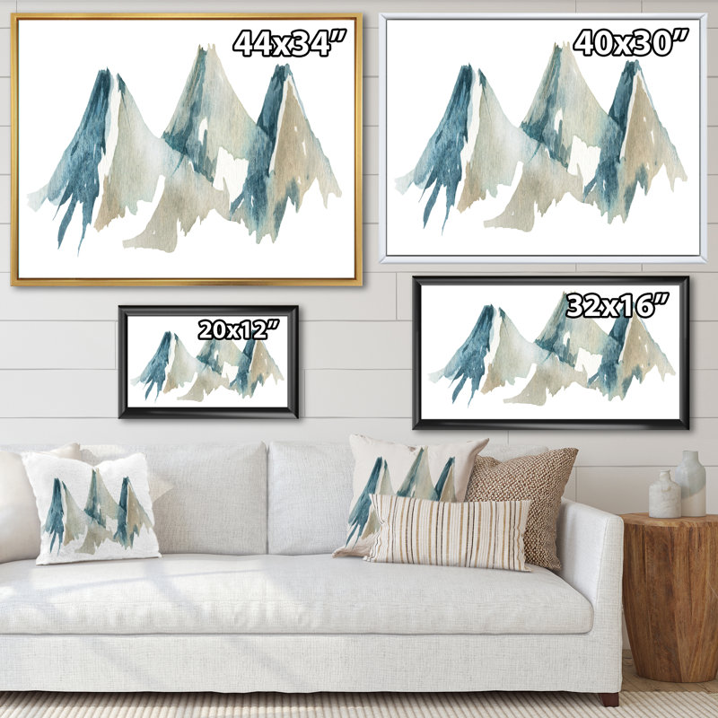Blue High Mountain Range I - reproduction sur toile, Toile à cadre flottant noir, H 30 po x l 40 po