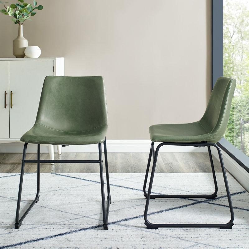 Bailey 19'' H Faux Leather Upholstered Side Chair, Green Faux Leather