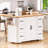56 Inch Kitchen Island With Rubber Wood Veneer Drop Leaf, Power Outlet, 4 Door Shelves, Embossed Vertical Stripe Rolling Kitchen Cart On 4 Wheels With 6 Deep Drawers For Kitchen, Dining Room-853727407