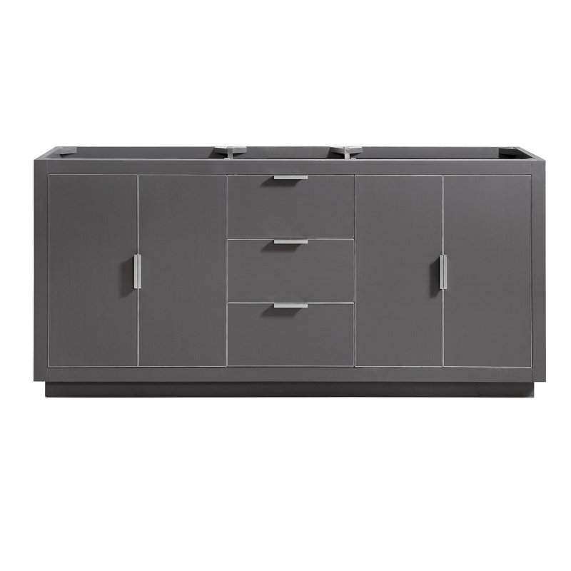 Base de meuble-lavabo double Salise, Gris crépuscule / argent brossé