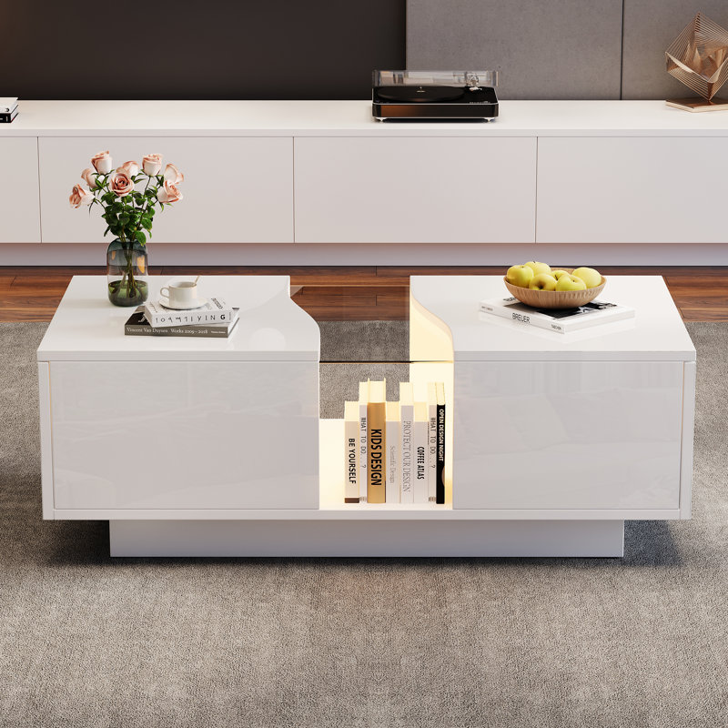 Coffee Table with Storage, White