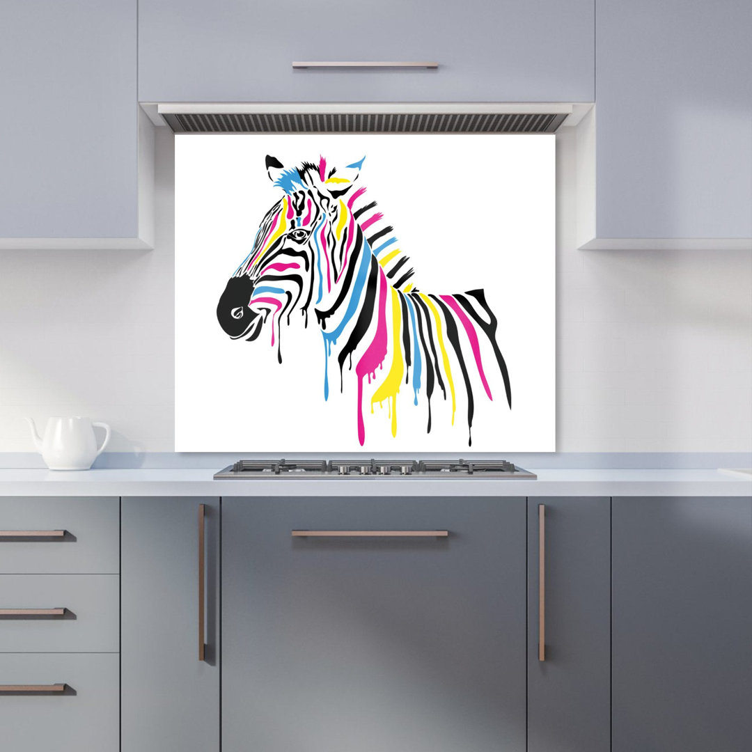Multi Coloured Zebra Premium Glass Kitchen Splashback W600mm x H750mm