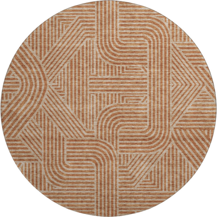 Premium Machine Washable Prisco Terracotta Rug