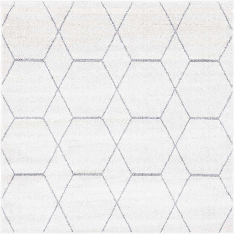 Tapis contemporain Tellaro de couleur crème, Carré 4 pi 1 po
