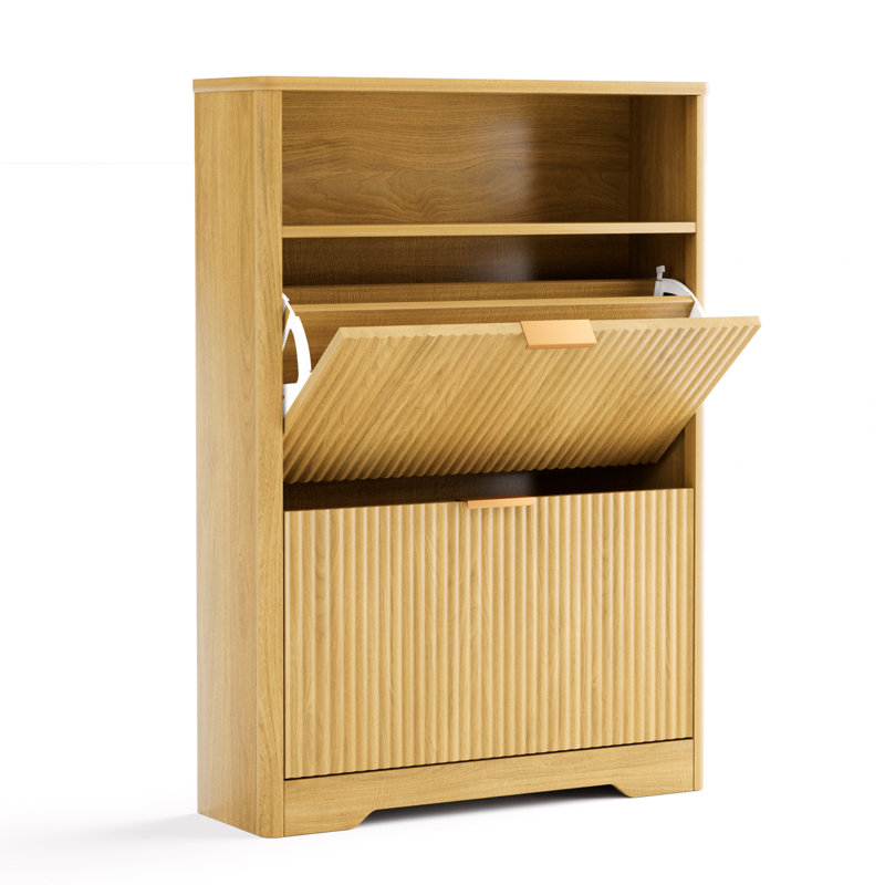 Shoe Cabinet Storage for Entryway Hidden Shoes Storage Cabinet with 3 Flip Drawers, Tall Free Standing Shoe Organizer Rack for Foyer