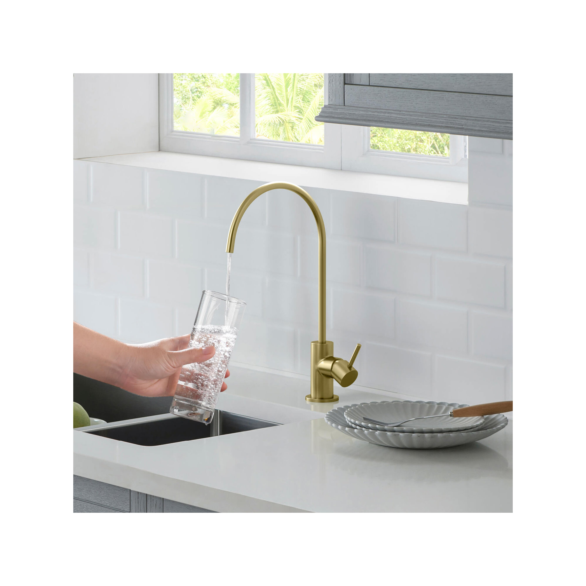 Circular Cold Water Dispensers, Brushed Gold