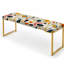 Banc rembourré géométrique doré-135655913