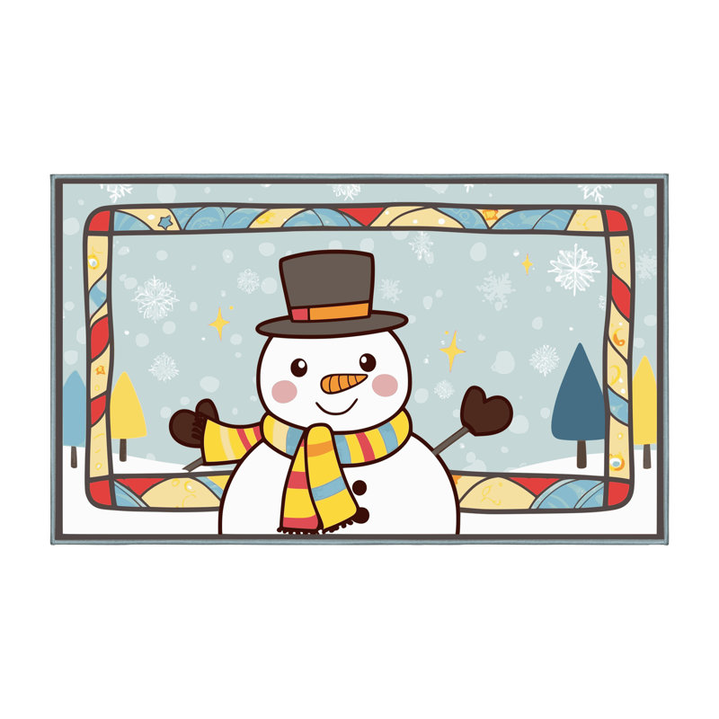 Tapis de vacances d'hiver de Noël lavable The Holiday Aisle®, Rectangulaire 7 pi x 10 pi