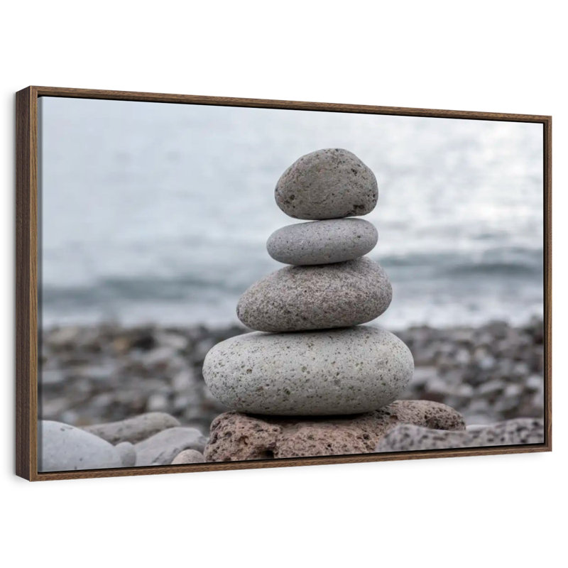 Pierres empilées, Cadre flottant en noyer, 40 po x 27 po