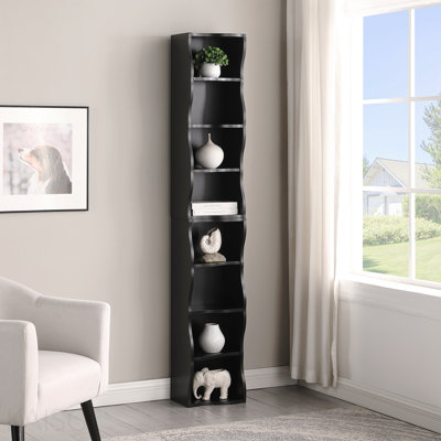 8-Layer Adjustable Shelf Thin Bookshelf With A Wavy Border Design, Which Is More Aesthetically Pleasing, Is Suitable For High And Narrow, Display And Multi-Functional Bookshelves In Home Offices